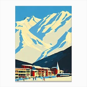 Tignes, France Midcentury Vintage Skiing Poster Canvas Print