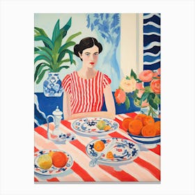 Girl At Lunch Canvas Print