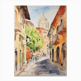 Padua, Italy Watercolour Streets 1 Canvas Print