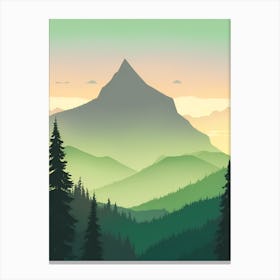 Misty Mountains Vertical Composition In Green Tone 39 Canvas Print