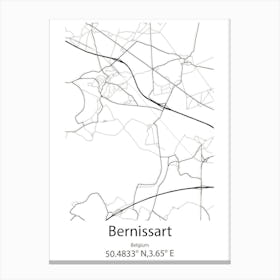 Bernissart,Belgium Minimalist Map Canvas Print