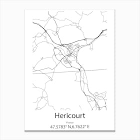 Hericourt,France Minimalist Map Canvas Print