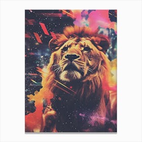 Lion Zodiac Retro Collage 3 Canvas Print