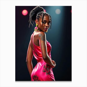 African Woman In Pink Dress Canvas Print