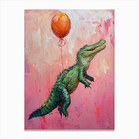 Cute Crocodile With Balloon Canvas Print
