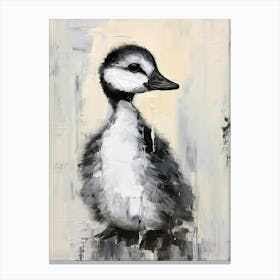 Black & White Simple Duckling Portrait Canvas Print