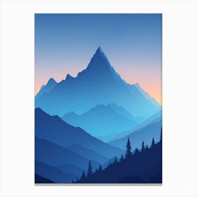 Misty Mountains Vertical Composition In Blue Tone 198 Canvas Print