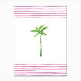 Pink Stripes Palm Canvas Print