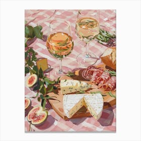 Pink Breakfast Food Cheese And Charcuterie Board 2 Canvas Print
