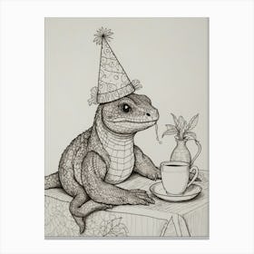 Lizard In A Party Hat Canvas Print