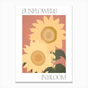 Sunflowers In Bloom Flowers Bold Illustration 3 Canvas Print