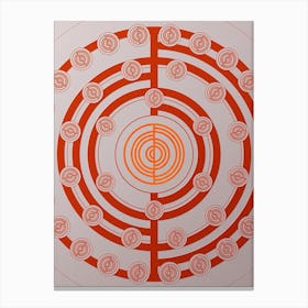 Geometric Abstract Glyph Circle Array in Tomato Red n.0200 Canvas Print