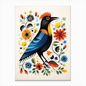 Scandinavian Bird Illustration Crow 1 Canvas Print