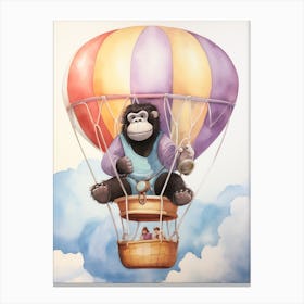 Baby Gorilla 1 In A Hot Air Balloon Canvas Print