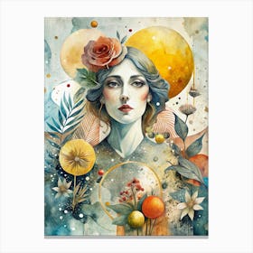 Woman With Flowers 4 Canvas Print