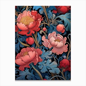 Peony Flower Seamless Pattern Canvas Print