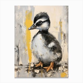 Duckling Grey Black & Yellow Gouache Painting Inspired 4 Canvas Print