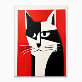 Geometry of Cat's Meow: Minimalist Cubist Elegance Canvas Print