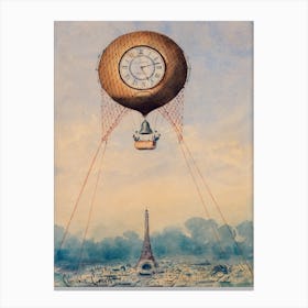 Captive Balloon Hovering Above The Eiffel Tower Canvas Print