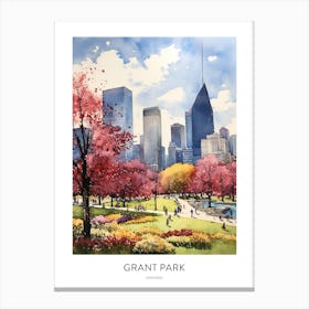 Grant Park 2 Chicago Watercolour Travel Poster Canvas Print