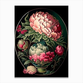 Vase Of Peonies Vintage Botanical Canvas Print