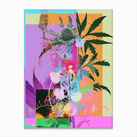 Nigella 3 Neon Flower Collage Canvas Print