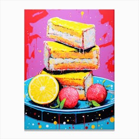 Retro Pop Art Inspired Lemon Drizzle Cake Canvas Print