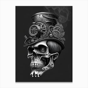 Skull With Tattoo Style Artwork 2 Pastel Stream Punk Canvas Print