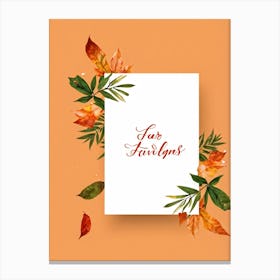 Autumn Leave Themed Vector Illustration Calligraphy Holyday Greeting Card Handwritten Style Typogr (5) Canvas Print