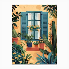 Window With Potted Plants Canvas Print
