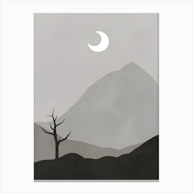 Moon And A Tree Canvas Print