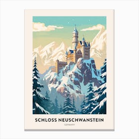 Vintage Winter Travel Poster Schloss Neuschwanstein Germany 5 Canvas Print