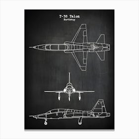 T 38a Talon Airplane Decor T38 Aircraft Decor Northrop Talon T 38 Plane Decor Aviation Art Airplane Blueprint Airplane Art Vat381 Canvas Print