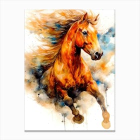 Horse Running Watercolor Painting animal Canvas Print