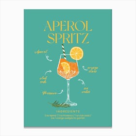 Aperol Spritz Teal Canvas Print