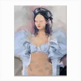 LADY JEAN PAUL - Fashion Illustration of Model with Neutral Blue Bustier by "Colt x Wilde"   Canvas Print