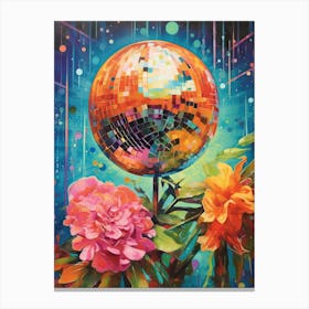 Disco Ball And Flowers And Pearls Still Life 2 Canvas Print