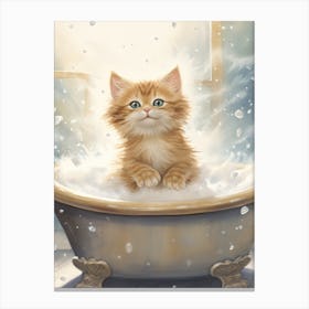 Munchkin Cat In Bathtub Bathroom 3 Canvas Print