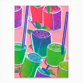 Honeydew Risograph Retro Poster Fruit Canvas Print