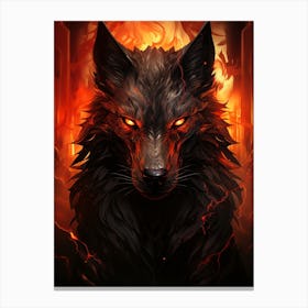 Wolf In Flames 1 Canvas Print