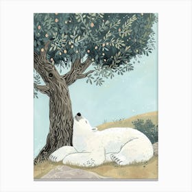 Polar Bear Laying Under A Tree Storybook Illustration 2 Canvas Print