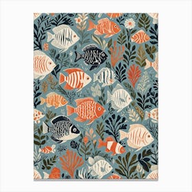 Pattern With Blue & Orange Fish Canvas Print
