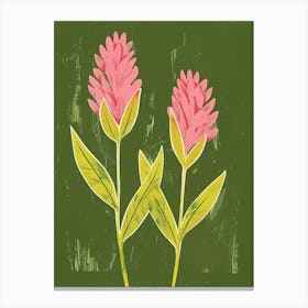 Pink & Green Celosia 1 Canvas Print