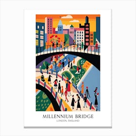 Millennium Bridge, London, England, Colourful 3 Canvas Print