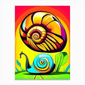 Snail Looking At A Snail Pop Art Canvas Print