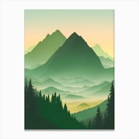 Misty Mountains Vertical Composition In Green Tone 89 Canvas Print