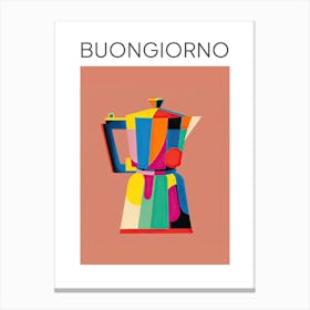 Colourful Moka Espresso Italian Coffee Maker Buongiorno Canvas Print