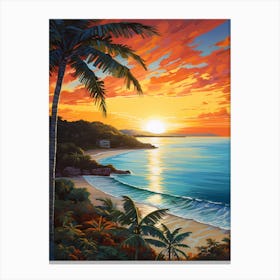Sunkissed Painting Of Coral Bay Beach Australia 2 Canvas Print