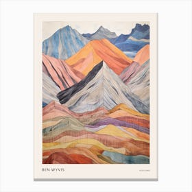 Ben Wyvis Scotland Colourful Mountain Illustration Poster Canvas Print