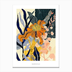 Colourful Flower Illustration Poster Marigold 4 Canvas Print